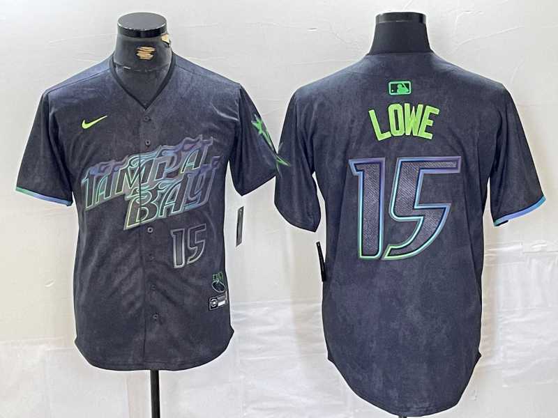 Mens Tampa Bay Rays #15 Josh Lowe Number Charcoal 2024 City Connect Limited Stitched Jersey